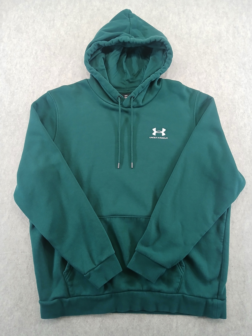 Under Armour Men's Green Pullover Hoodie XL Cotton Blend Fleece Logo Pockets